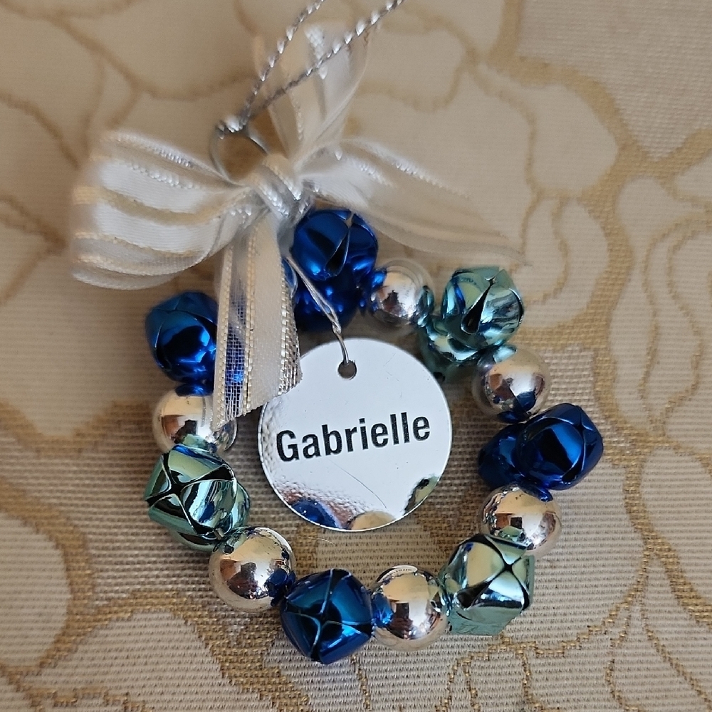 Festive Blue and Silver Bell Gabrielle Ornament